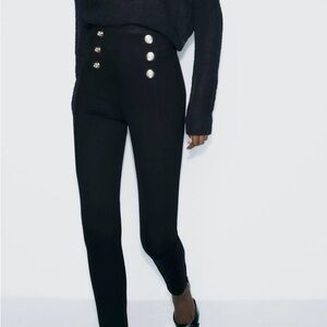 Zara gold button leggings